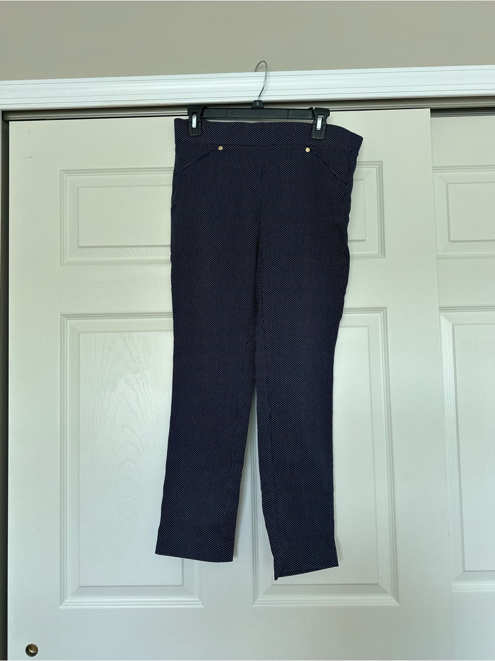 Navy Blue and White Polka Dot Pants